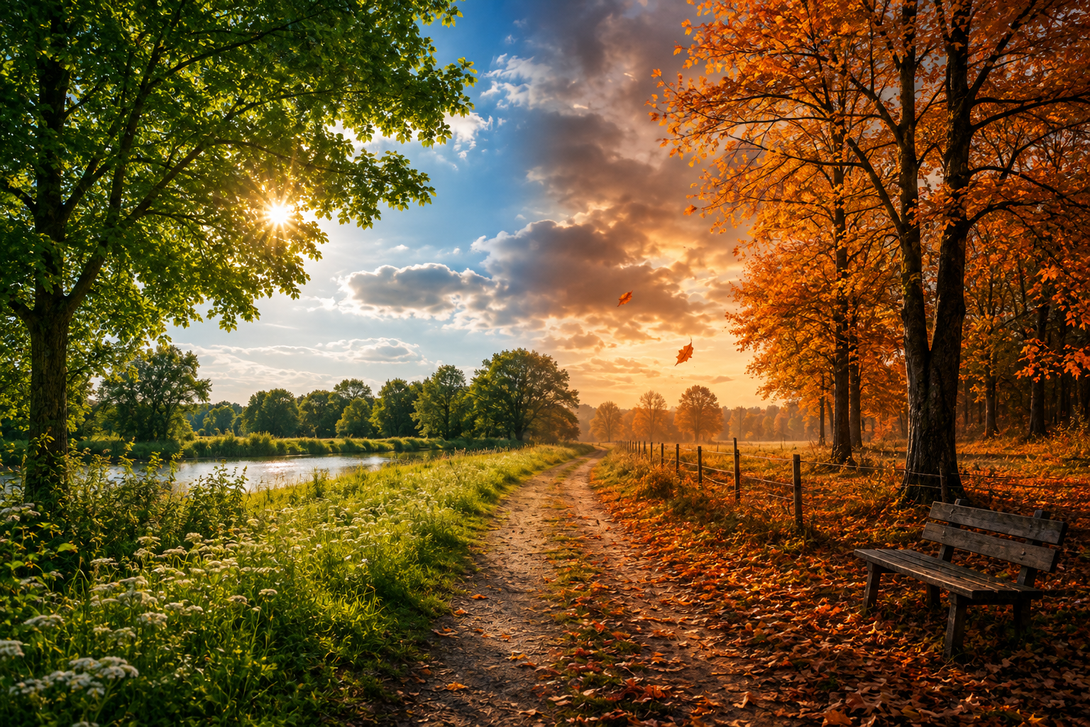 Nederlands landschap in de overgang van zomer naar herfst