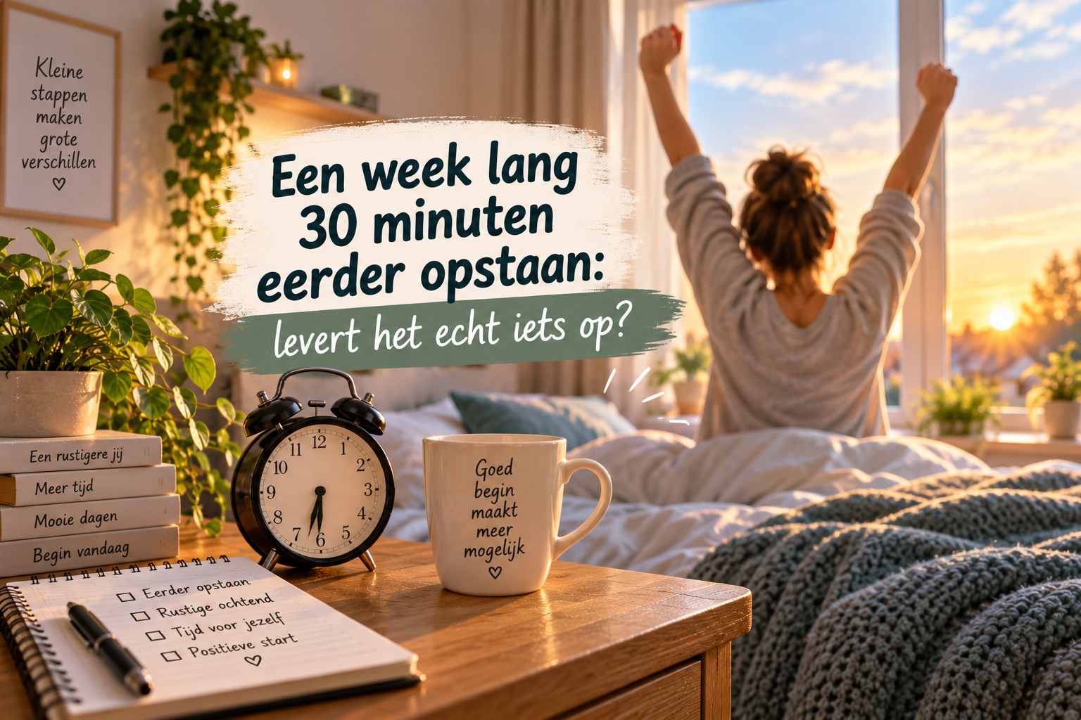 Een week lang 30 minuten eerder opstaan: levert het echt iets op?